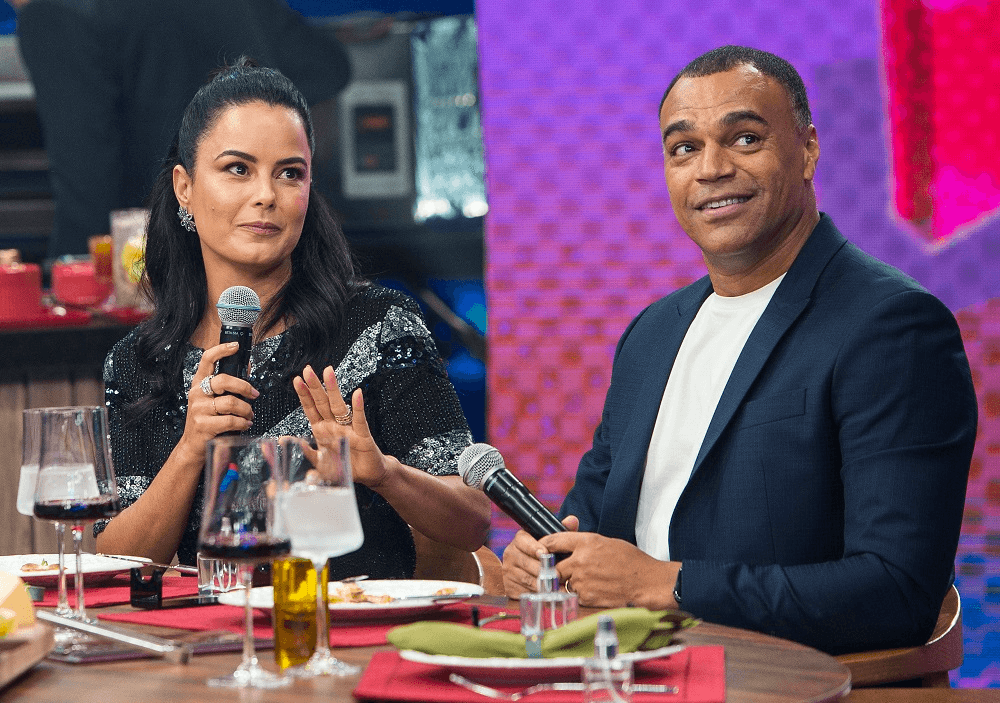 Denílson e Luciele di Camargo no Faustão na Band (Foto: Reprodução)