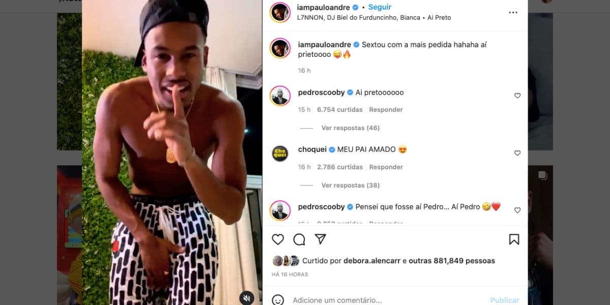 Paulo André deixa parte íntima dura à mostra 