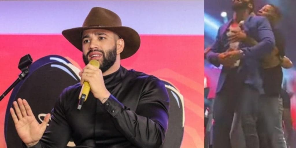 Homem invade palco de Gusttavo Lima e resiste aos seguranças após agarrar sertanejo por trás: "Não solta"
