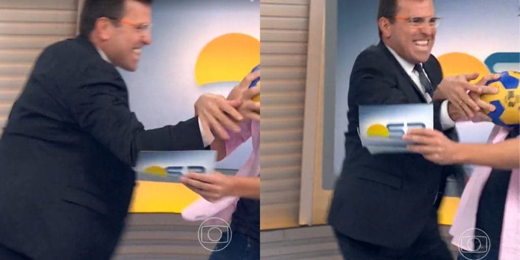Rodrigo Bocardi e Jodar brincam em jornalístico da Globo