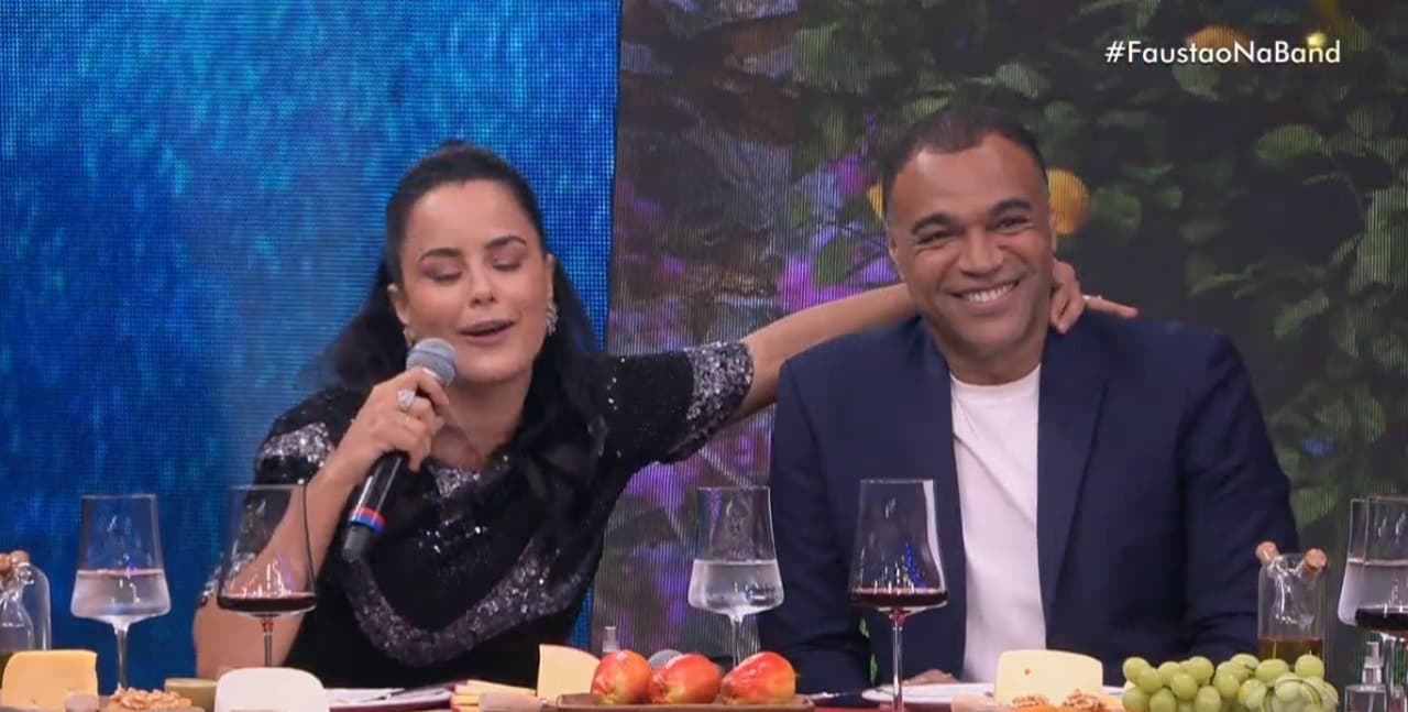 Luciele e Denílson no Faustão na Band (Foto: Reprodução)