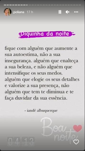 Poliana Rocha decidiu fazer um textão (Foto: Reprodução)