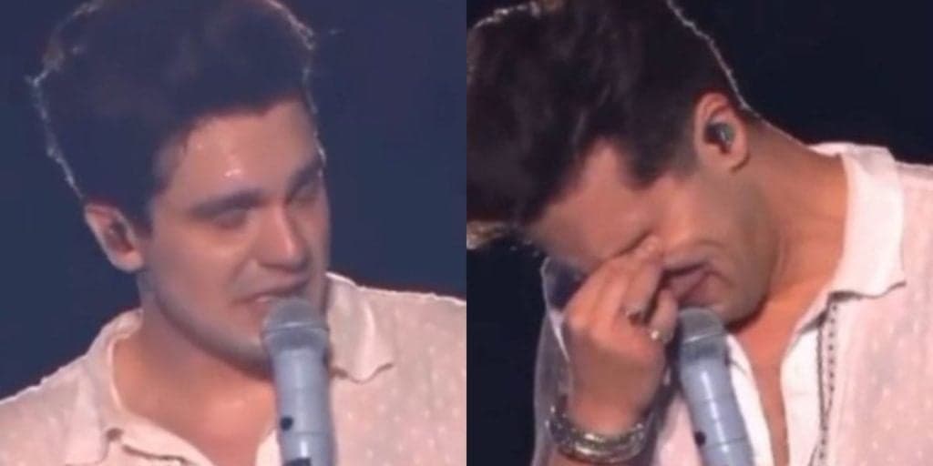 Luan Santana paralisa show, chora muito em cima do palco e recebe apoio: "Minha mãe está lá em casa"
