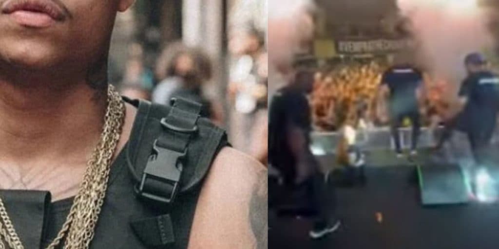 Famoso cantor pula do palco e despenca no público