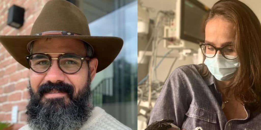 Juliano Cazarré e a esposa mostram pela primeira vez o rosto da filha recém-nascida após cirurgia no coração