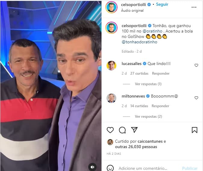 Celso Portiolli e Tonhão - Foto: Reprodução Celso Portiolli e Tonhão - Foto: Reprodução