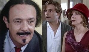Cornélio (Ney Latorraca) ficará furioso ao dar um flagra em Dinorá (Maria Padilha) aos beijos com Celso (Murilo Rosa) em O Cravo e a Rosa (Foto: Reprodução / Globo)