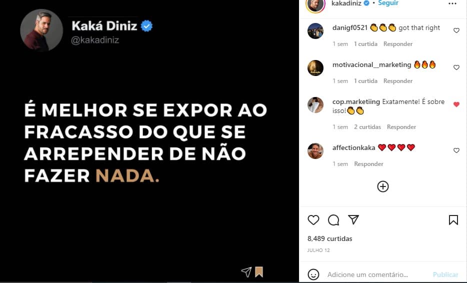 Kaká Diniz faz desabafo nas redes sociais - Foto: Reprodução