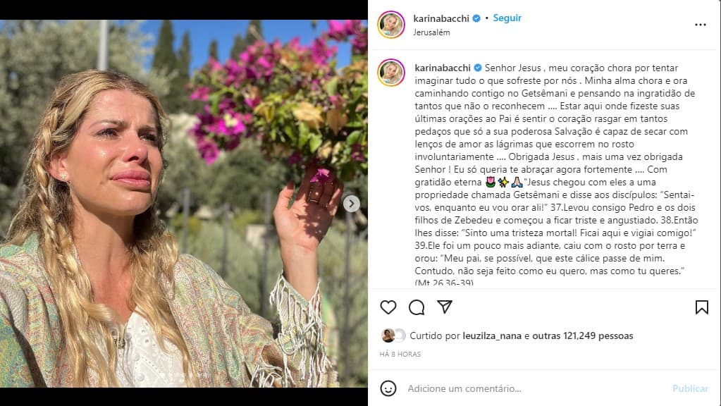 Karina Bacchi surge aos prantos nas redes sociais - Foto: Reprodução