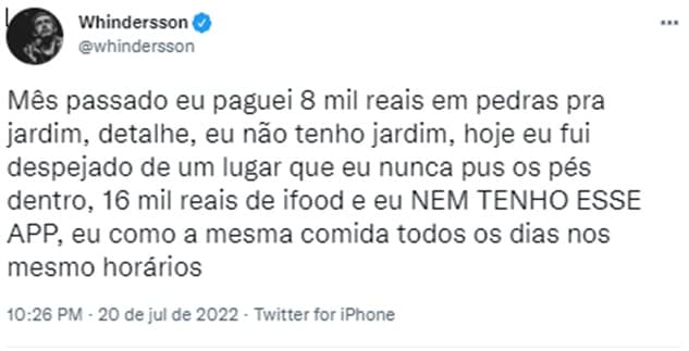 Whindersson Nunes faz forte desabafo nas redes sociais Whindersson Nunes faz forte desabafo nas redes sociais