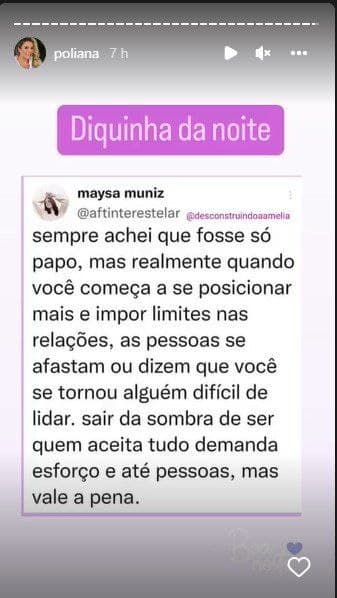 Poliana Rocha mandou recado e surpreendeu (Foto: Reprodução)