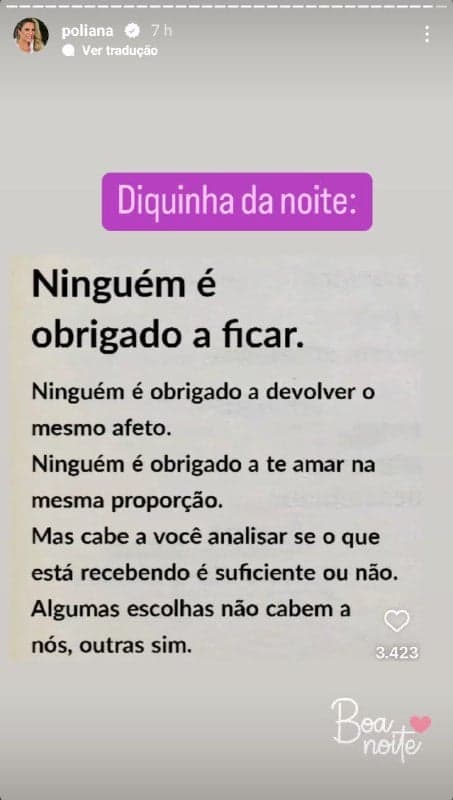 Poliana Rocha deixou um recado em forma de indireta (Foto: Reprodução)