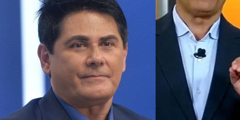 Muito bronzeado, aparência de César Filho assusta público na Record: "Meu Deus, tô assustada"