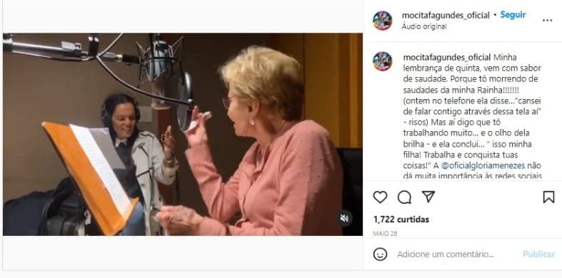 Mocita Fagundes expõe Glória Menezes (Foto: Reprodução/Instagram) Mocita Fagundes expõe Glória Menezes (Foto: Reprodução/Instagram)