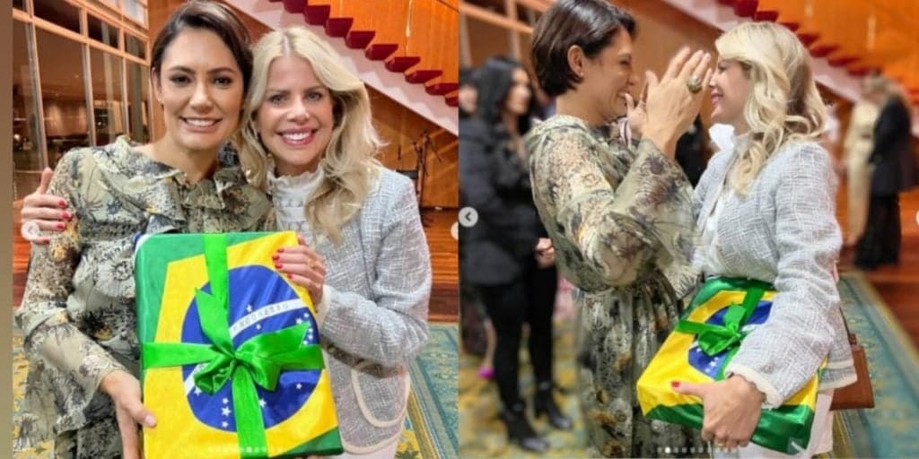 Karina Bacchi se junta a Michelle Bolsonaro e surpreende com presente a primeira dama: 'A vontade de Deus'