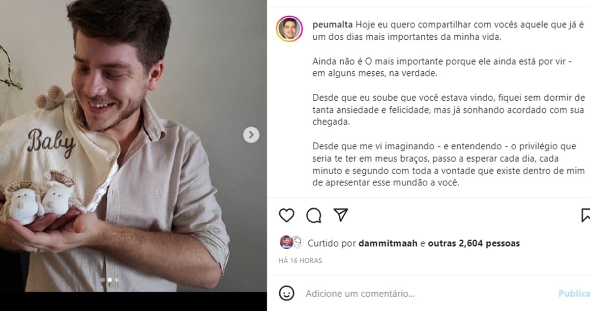 Pedro Malta anuncia nas redes sociais que vai ser pai do seu primeiro filho