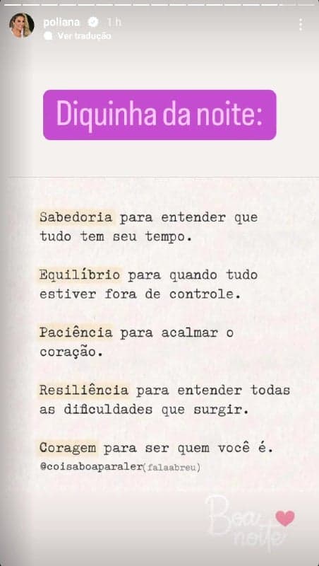 Poliana Rocha, esposa de Leonardo, deixou mais um recado enigmático (Foto: Reprodução/ Instagram) Poliana Rocha, esposa de Leonardo, deixou mais um recado enigmático (Foto: Reprodução/ Instagram)