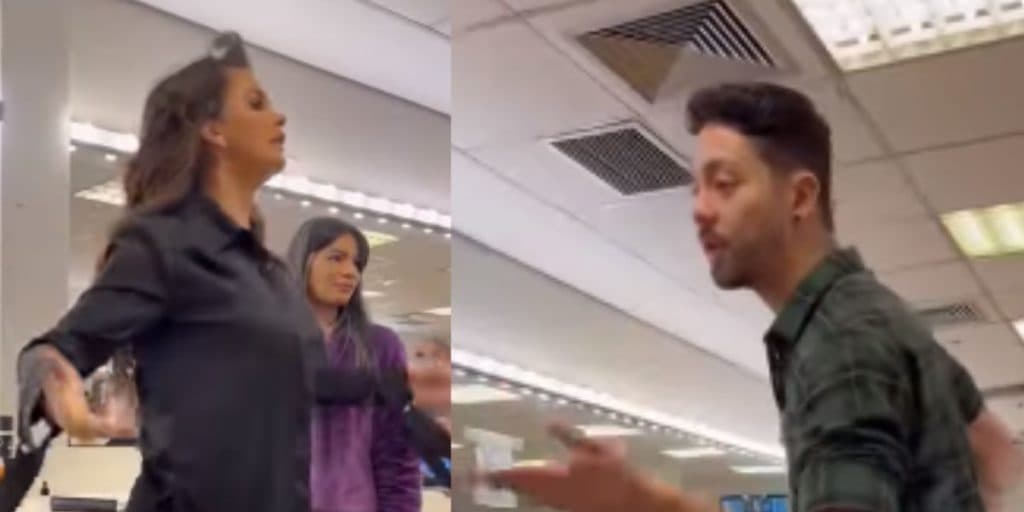 Rico Melquiades e Luiza Ambiel armam barraco dentro de camarim da Record e gritaria sai do controle