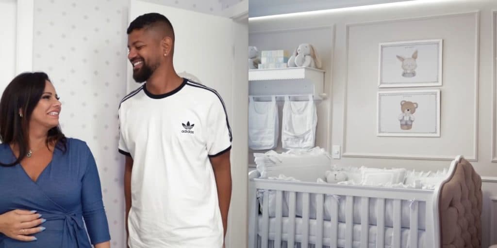 Prestes a parir, Viviane Araújo abre a porta do quarto do seu filho e impressiona com quadros e balões; fotos