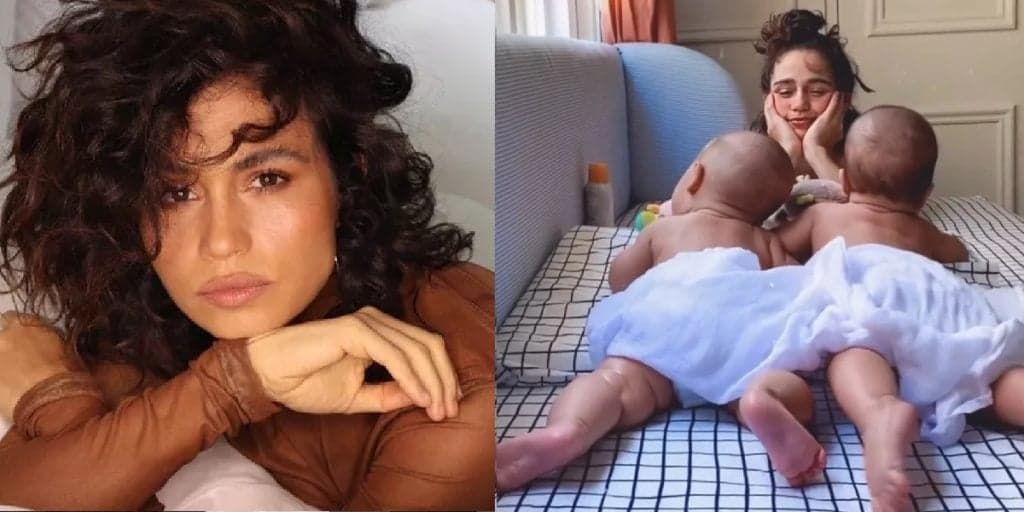 Nanda Costa e esposa têm filhas gêmeas que acabam de completar 11 meses, e clique raro mostra como são lindas
