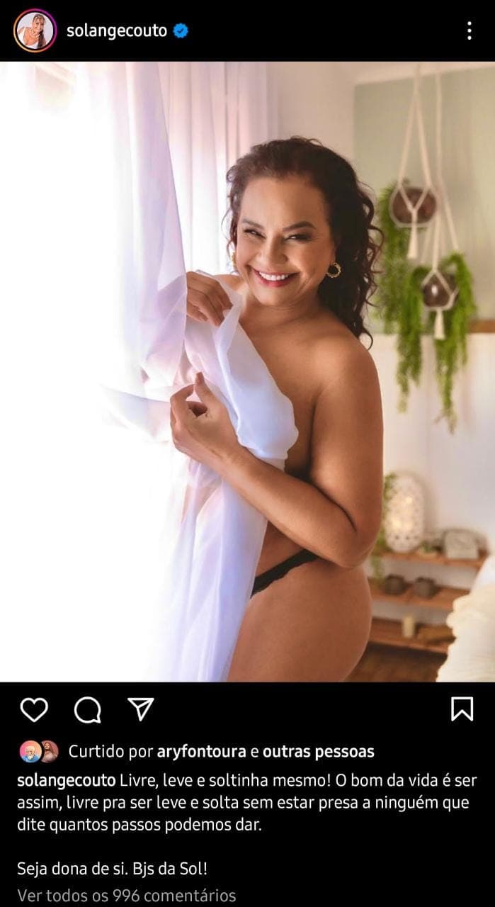 Publicação de Solange Couto (Foto: Divulgação)