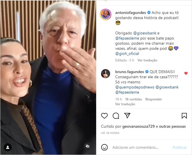 Antônio Fagundes surge ao lado de atrizes - Foto: Reprodução Antônio Fagundes surge ao lado de atrizes - Foto: Reprodução
