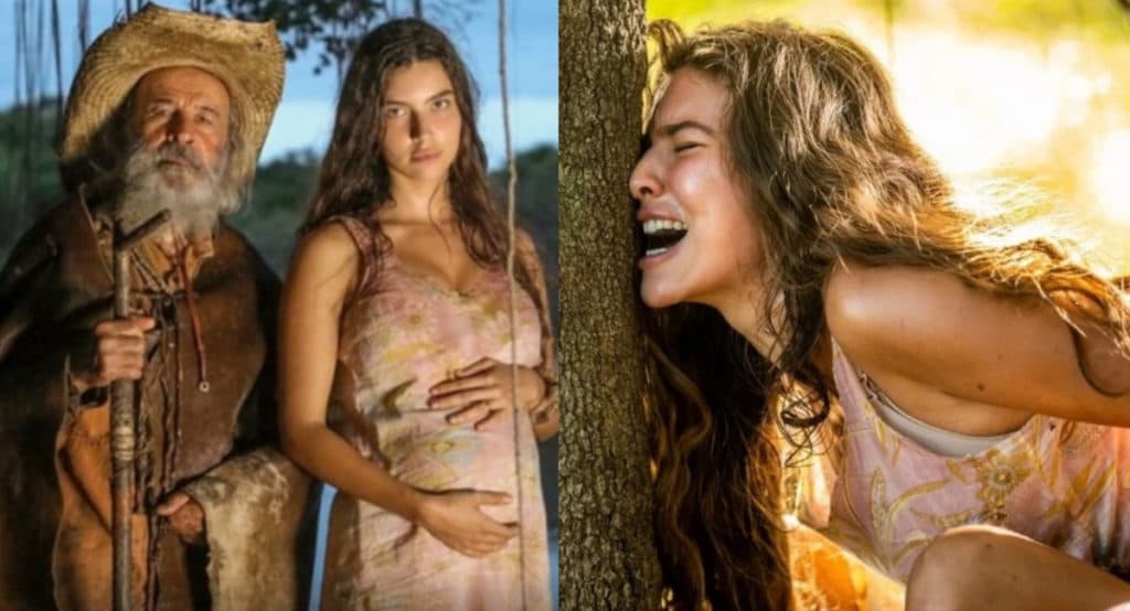 Pantanal - Prestes a parir, Juma escorraça Jove e suplica por ajuda do Velho do Rio que toma 'chá de sumiço'