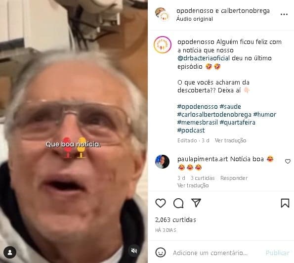 Carlos Alberto de Nóbrega ficou impactado com notícia