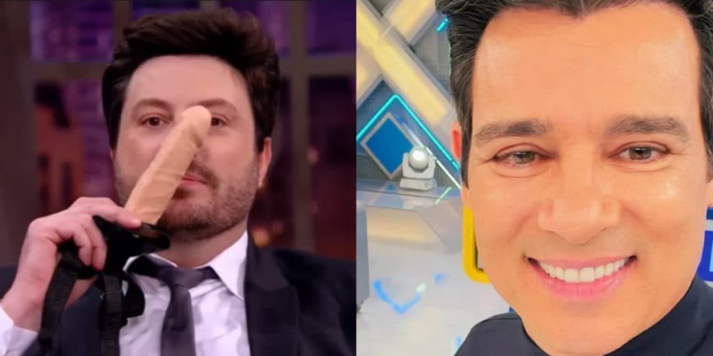 Danilo Gentili e Nathanzinho de divertem em gravação