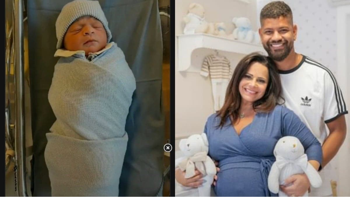 Joaquim nasceu no 07 de setembro e já se tornou artista pelas mãos dos pais Viviane Araújo e Guilherme Militão