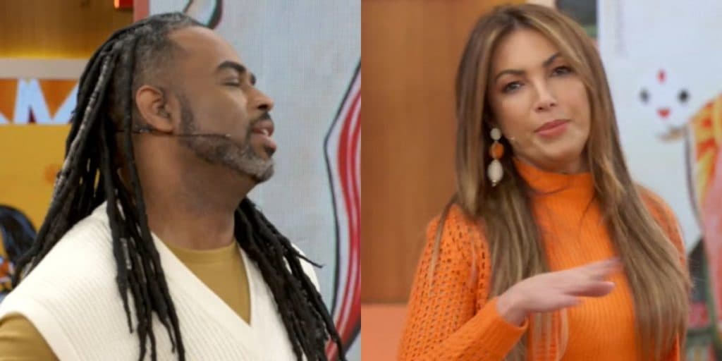 Patrícia Poeta e Manoel Soares surpreendem no Encontro e ele responde: "Eu vou trocar de roupa agora"