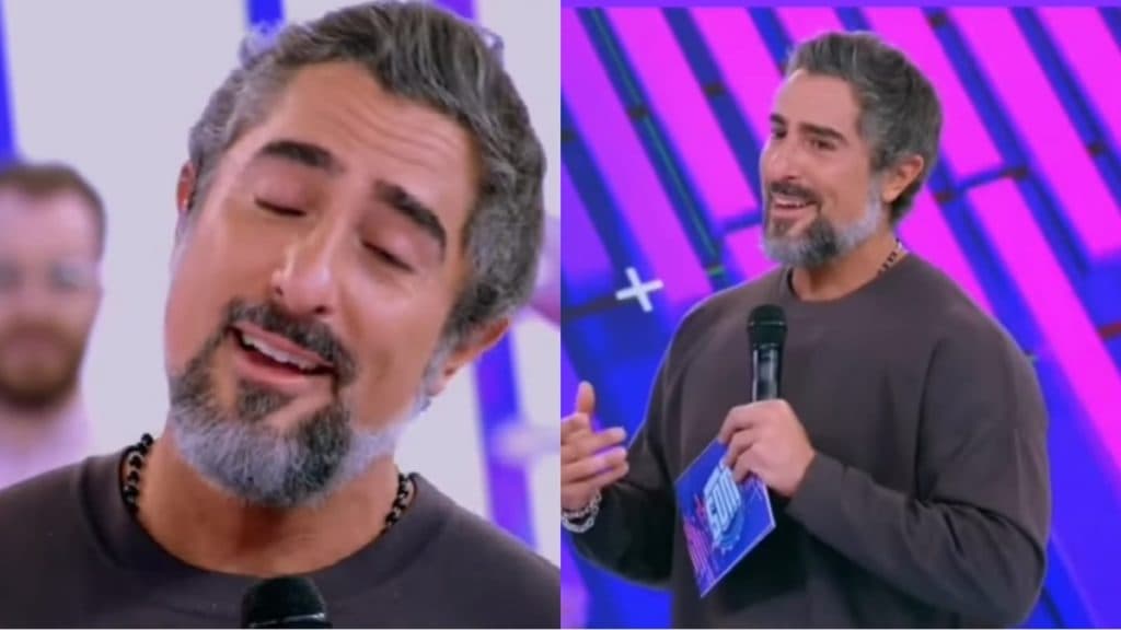 Marcos Mion chora no Caldeirão e confessa motivo: "Eu fico muito mais tempo longe do que eu aguento"