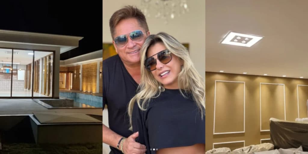 Poliana divulga mansão milionária que construiu com Leonardo e piscina gigante com paredes de vidro mostra luxo