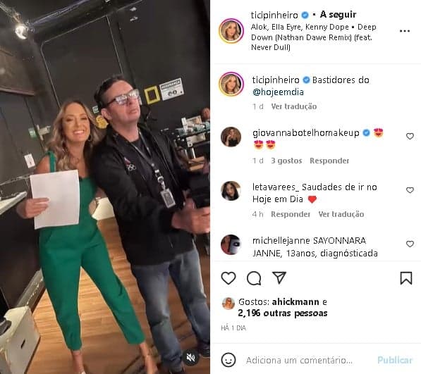 Ticiane Pinheiro mostrou os bastidores do Hoje em Dia, programa da Record (Foto: Reprodução/ Instagram)