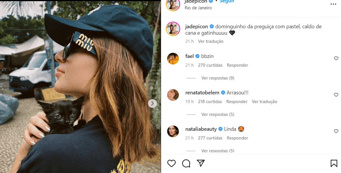 Jade postou em seu Instagram o que fez no dia da sua folga (Foto Reprodução/Instagram)