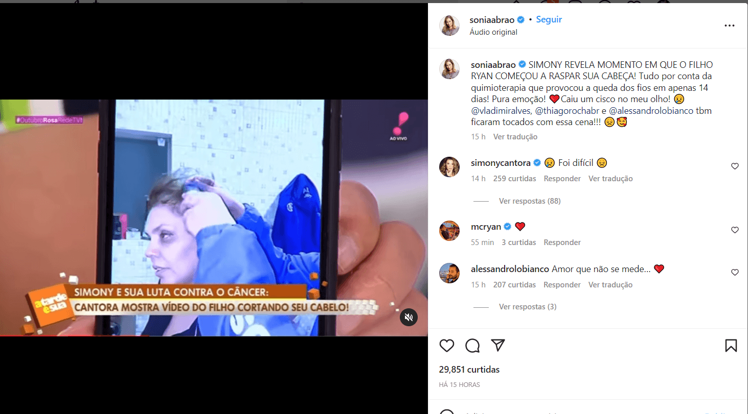 O momento foi compartilhado por Sônia Abrão nas redes sociais (Foto Reprodução/Instagram)