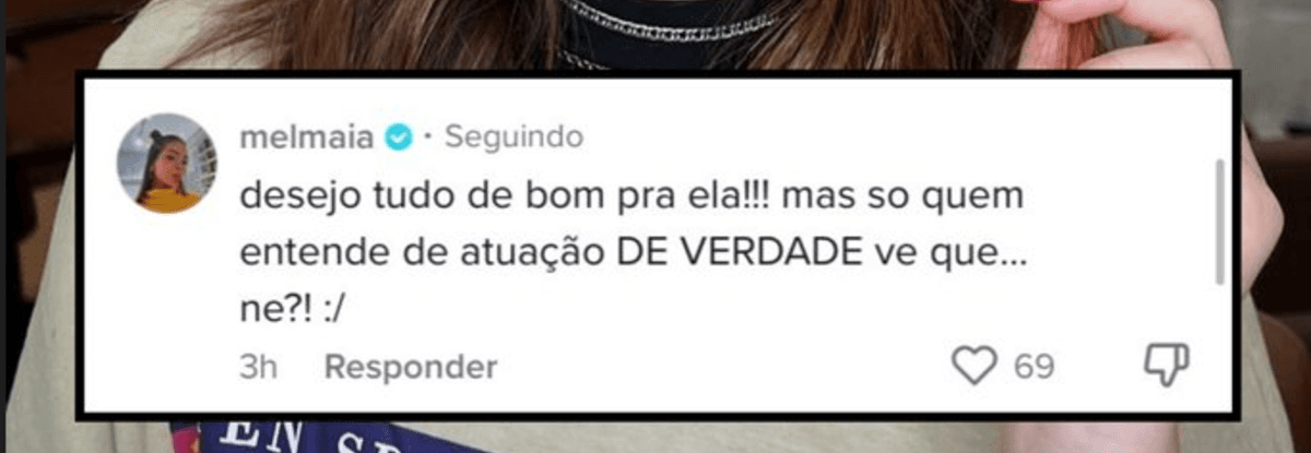 Comentário feito pela Mel Maia nas redes sociais (Foto Reprodução/Instagram) Comentário feito pela Mel Maia nas redes sociais (Foto Reprodução/Instagram)