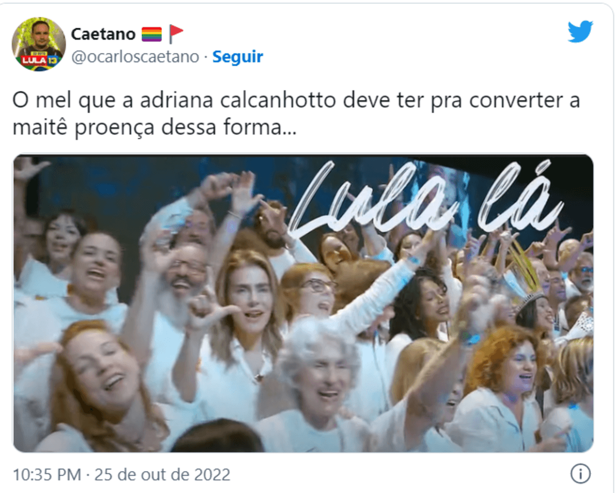Internautas comentam a presença de Maitê Proença no vídeo de campanha pró-Lula (Foto Reprodução/Twitter)