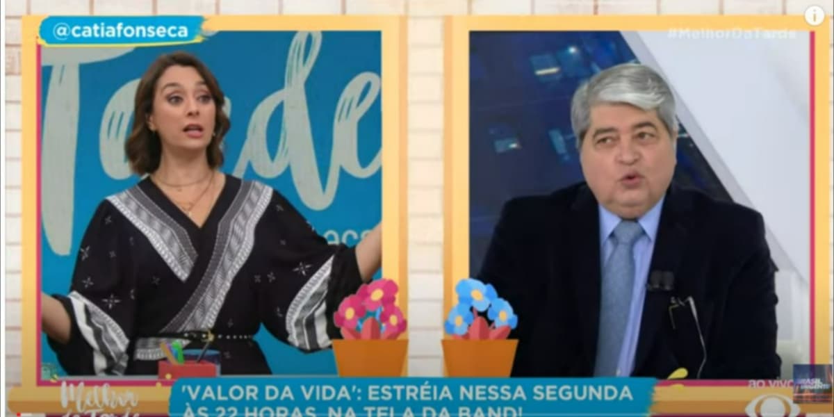 Datena e Catia Fonseca falaram sobre neta do âncora (Foto: Reprodução/Band)