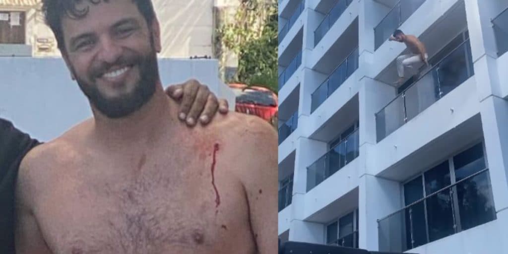 Rodrigo Lombardi mostra como fez para se jogar de prédio em Travessia e vídeo entrega 'farsa'