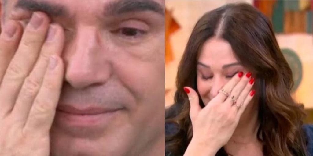 Na Globo, Claudia Raia e o marido recebem previsão de vidente sobre o filho e caem no choro