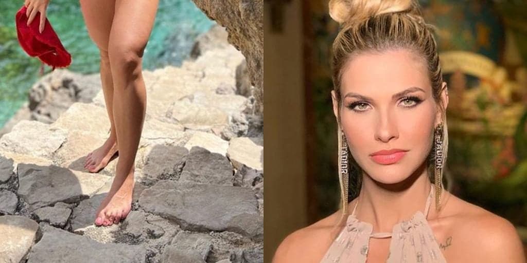 Com vestidinho colado e aberto nos seios, Andressa Suita prova que é linda e Gusttavo Lima o mais sortudo