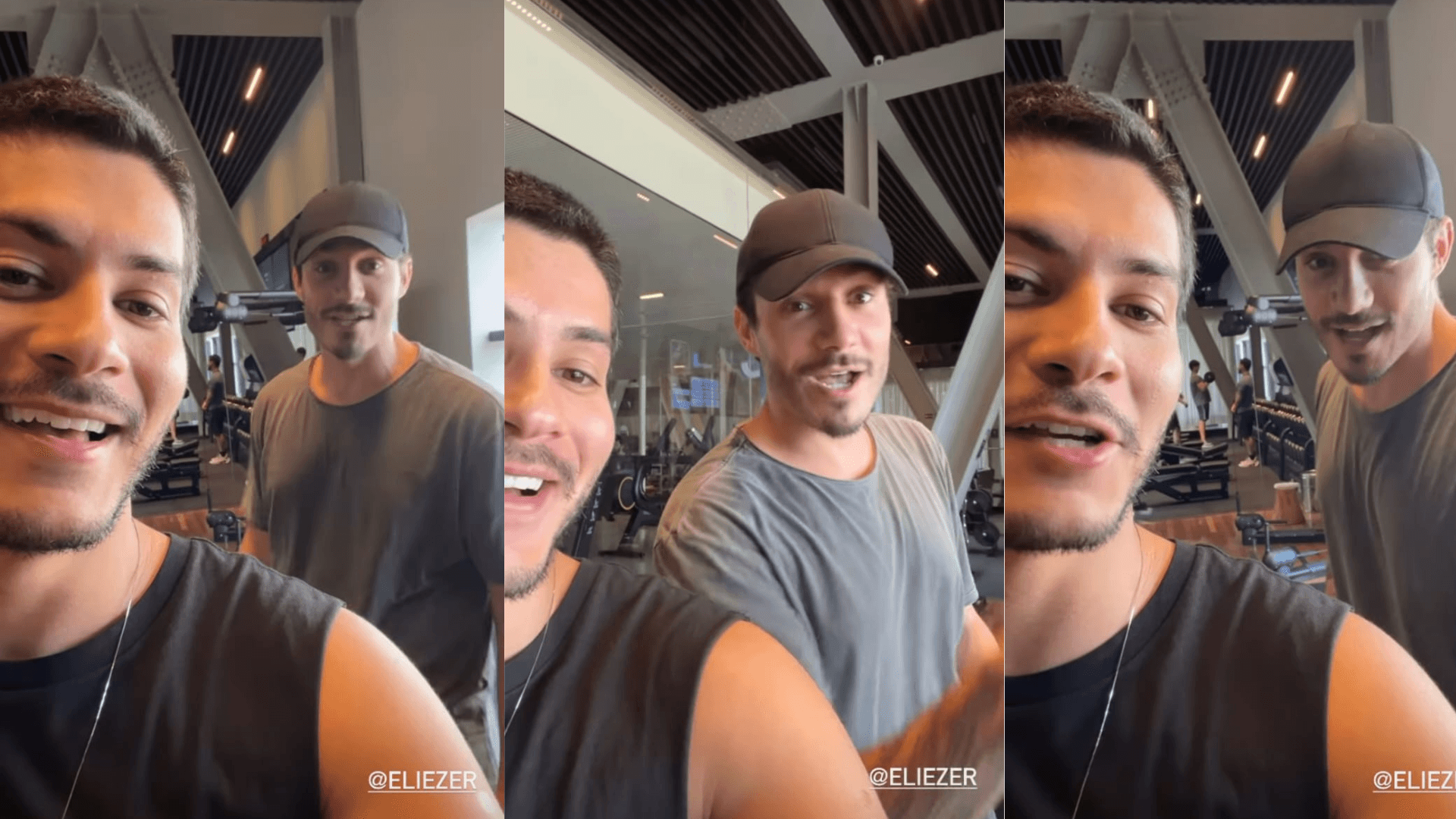 Arthur Aguiar com Eliezer em academia (Imagem: Montagem)