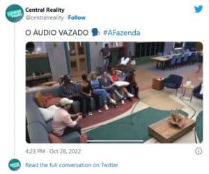 A Fazenda 14 - Vaza áudio do 'Hora do Faro' e peões acabam recebendo informações externas (Foto: Reprodução / Twitter)