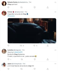 Telespectadores de Travessia ficaram em polvorosa com cena quente de Chay Suede e Lucy Alves (Foto: Reprodução / Twitter) Telespectadores de Travessia ficaram em polvorosa com cena quente de Chay Suede e Lucy Alves (Foto: Reprodução / Twitter)