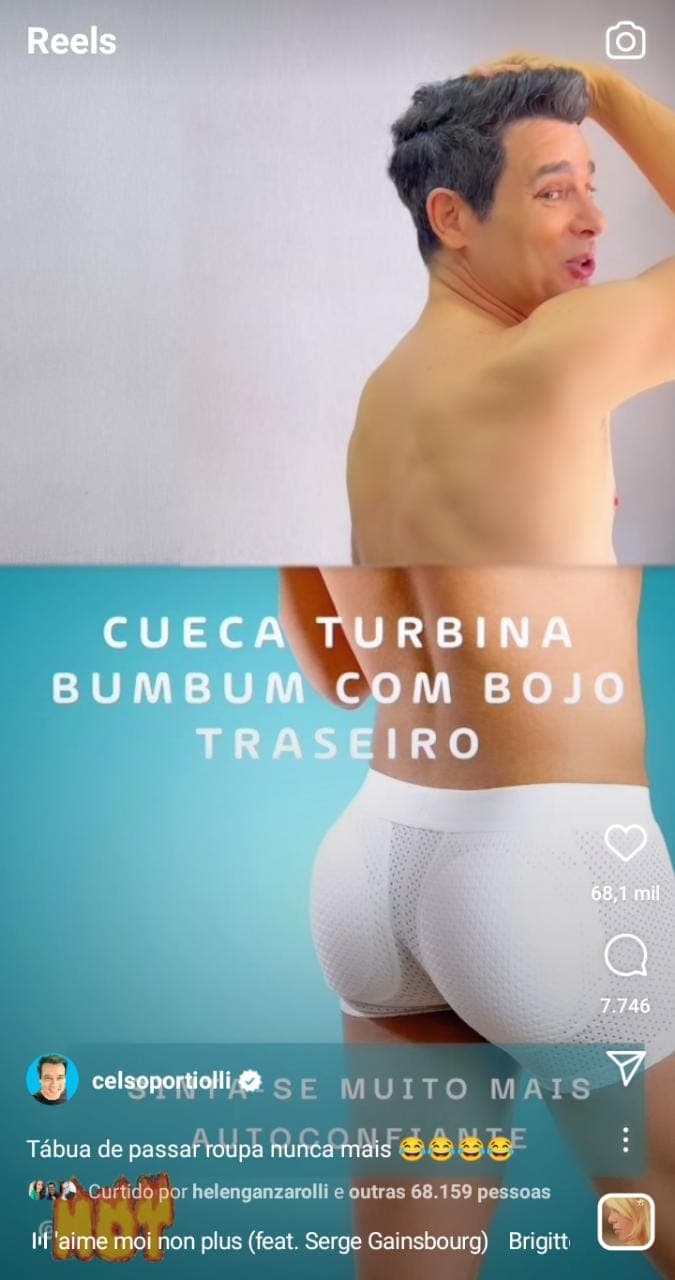 Celso Portiolli exibe bumbum turbinado - Foto: Reprodução Celso Portiolli exibe bumbum turbinado - Foto: Reprodução