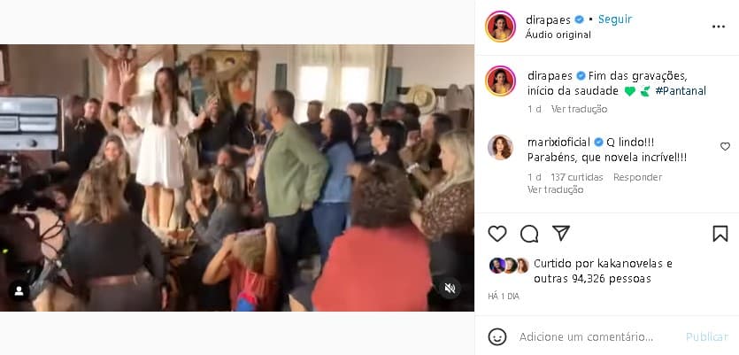 Dira Paes fez discurso nos bastidores de Pantanal e falou de Marcos Palmeira (Foto: Reprodução/ Instagram) Dira Paes fez discurso nos bastidores de Pantanal e falou de Marcos Palmeira (Foto: Reprodução/ Instagram)