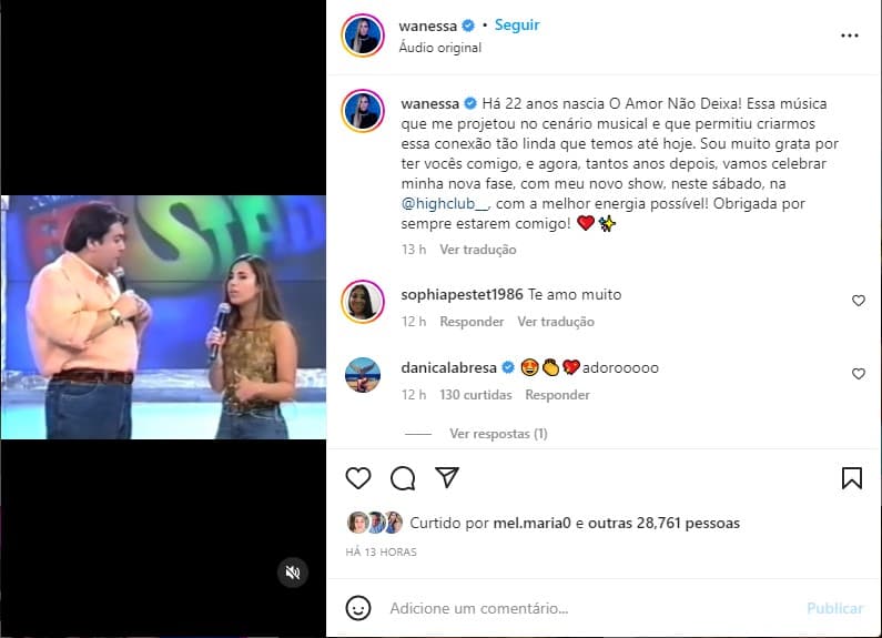 Wanessa Camargo relembra momento de sua carreira em vídeo - Foto: Reprodução