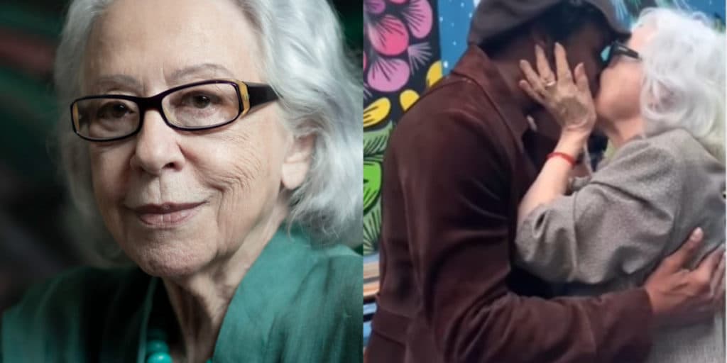 Fernanda Montenegro assume que chorou com o que viu de ator e o beija na boca em vídeo