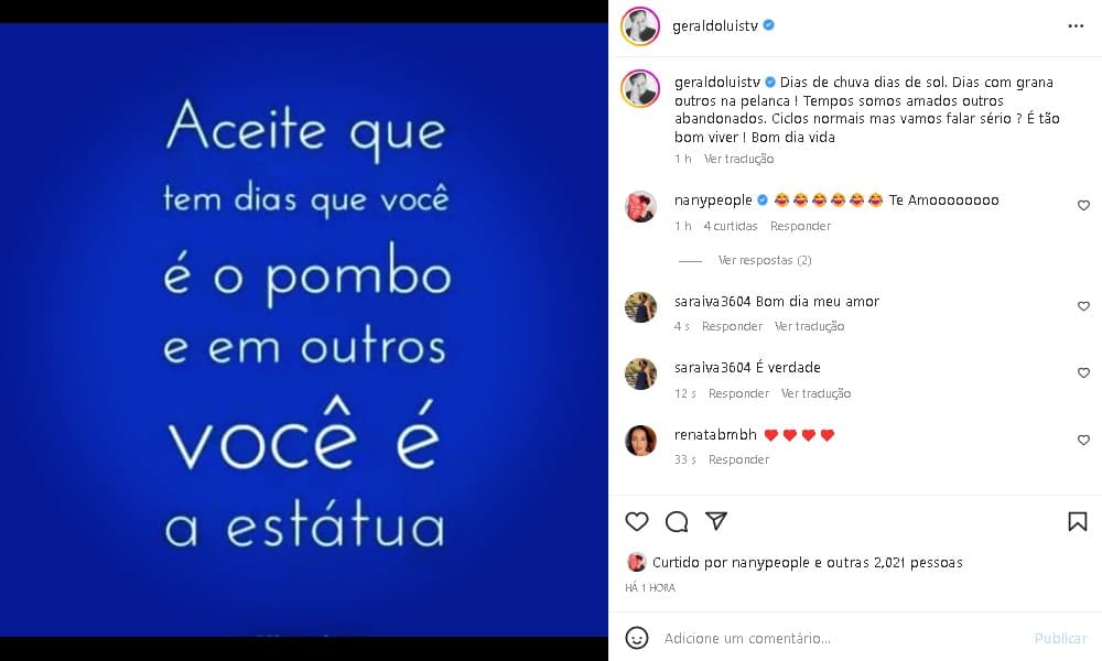 Geraldo Luís deixou mensagem de impacto (Foto: Reprodução)